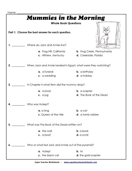 Whole Book - Whole Book Questions (Printable PDF Worksheet)