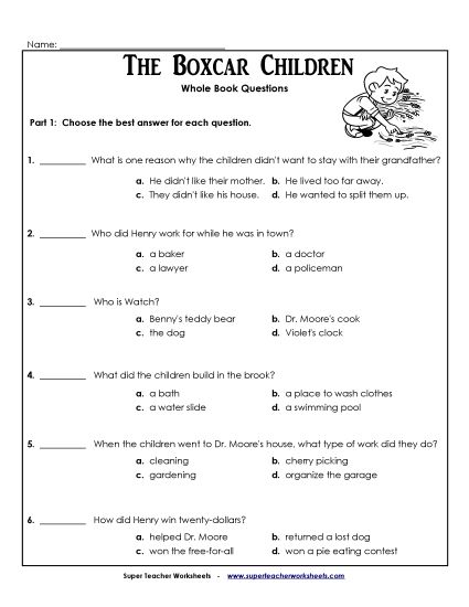 Whole Book - Whole Book Questions (Printable PDF Worksheet)