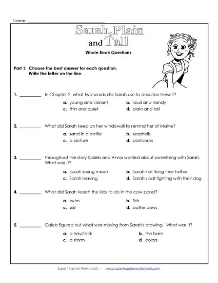 Whole Book - Whole Book Questions (Printable PDF Worksheet)