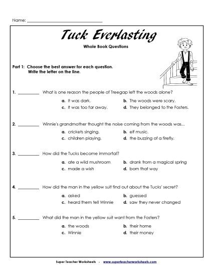 Whole Book - Whole Book Questions (Printable PDF Worksheet)