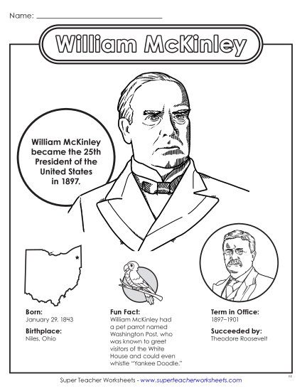 President Fact Sheets - William McKinley Fact Sheet (Printable PDF Worksheet)