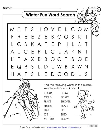 Basic (Grades K-3) - Winter Fun (Printable PDF Worksheet)