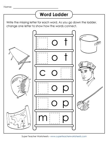 Word Ladders - Word Ladder Activity: Pot to Map (Printable PDF Worksheet)