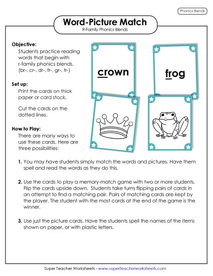 Cards & Games - Word-Picture Match (Printable PDF Worksheet)