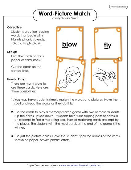 Cards & Games - Word-Picture Match (Printable PDF Worksheet)