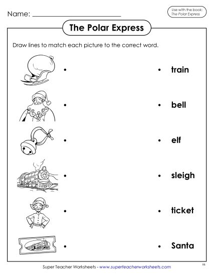 Matching Worksheet - Word-Picture Match (Printable PDF Worksheet)