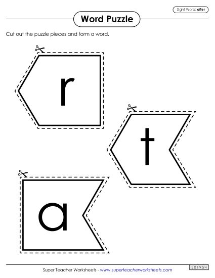 Word Puzzle: After (Printable PDF Worksheet)