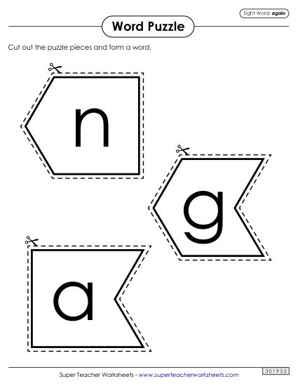 Word Puzzle: Again (Printable PDF Worksheet)