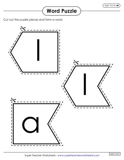Word Puzzle: All (Printable PDF Worksheet)