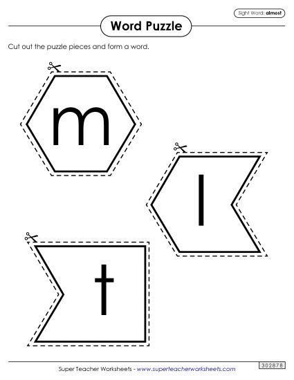 Word Puzzle: Almost (Printable PDF Worksheet)