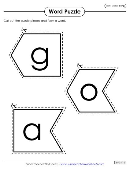 Word Puzzle: Along (Printable PDF Worksheet)