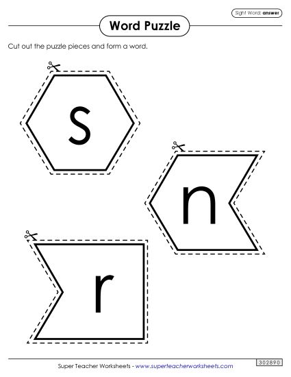 Word Puzzle: Answer (Printable PDF Worksheet)
