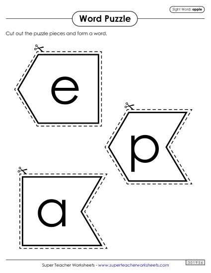 Word Puzzle: Apple (Printable PDF Worksheet)