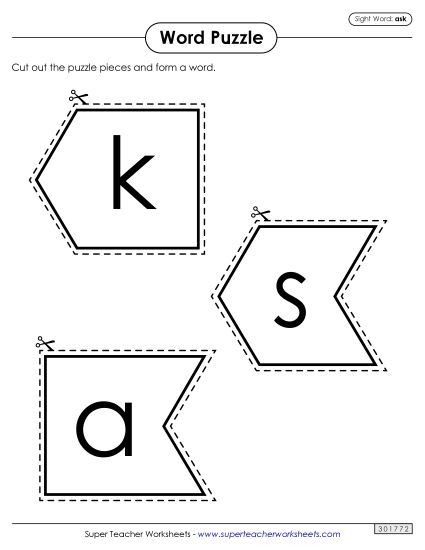 Word Puzzle: Ask (Printable PDF Worksheet)