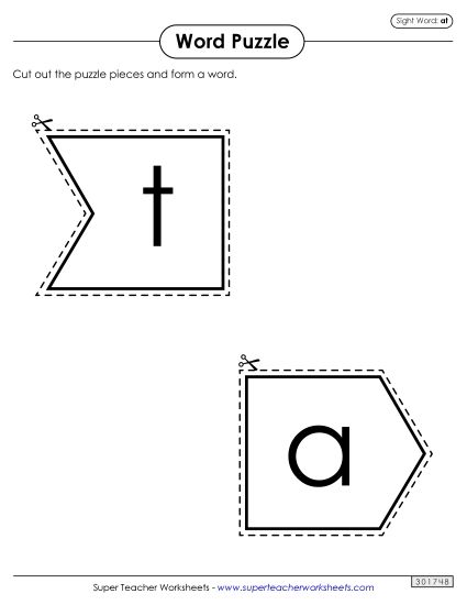 Word Puzzle: At (Printable PDF Worksheet)