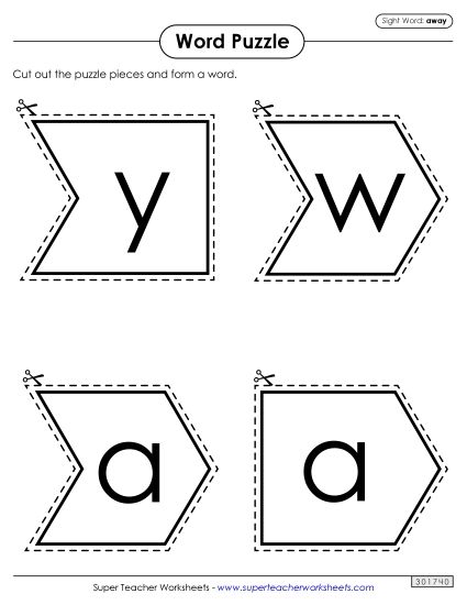 Word Puzzle: Away (Printable PDF Worksheet)