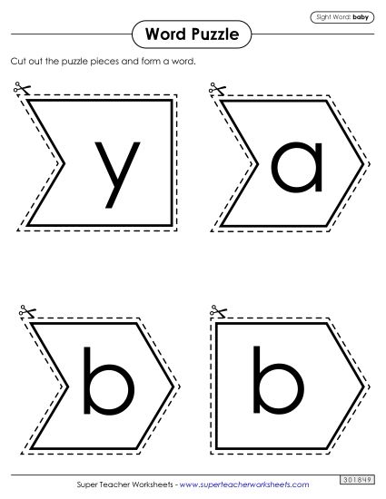 Word Puzzle: Baby (Printable PDF Worksheet)