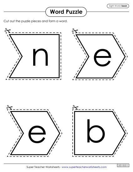 Word Puzzle: Been (Printable PDF Worksheet)