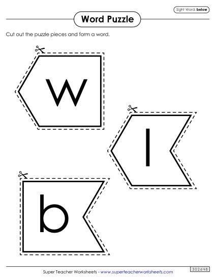 Word Puzzle: Below (Printable PDF Worksheet)