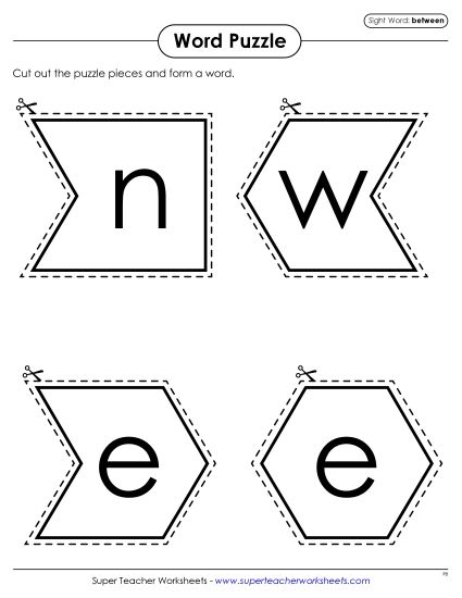 Word Puzzle: Between (Printable PDF Worksheet)