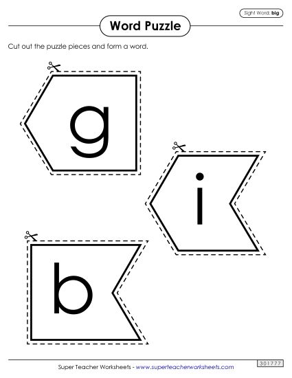 Word Puzzle: Big (Printable PDF Worksheet)