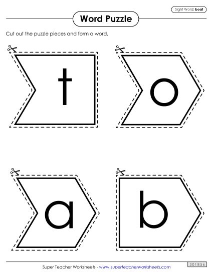 Word Puzzle: Boat (Printable PDF Worksheet)