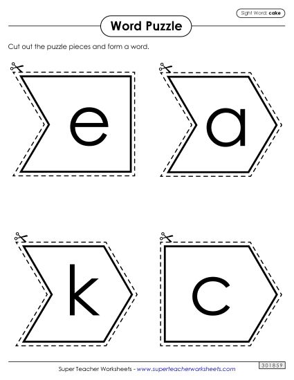 Word Puzzle: Cake (Printable PDF Worksheet)