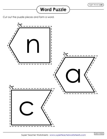 Word Puzzle: Can (Printable PDF Worksheet)