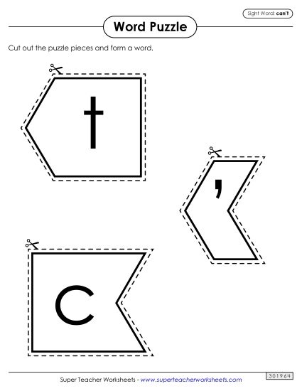 Word Puzzle: Can't (Printable PDF Worksheet)