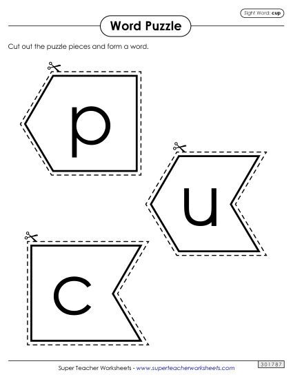 Word Puzzle: Cup (Printable PDF Worksheet)