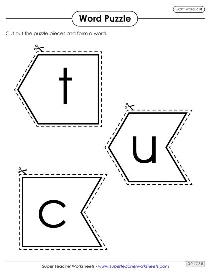 Word Puzzle: Cut (Printable PDF Worksheet)