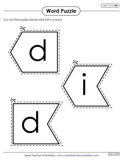 Word Puzzle: Did (Printable PDF Worksheet)