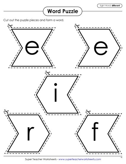 Word Puzzle: Different (Printable PDF Worksheet)