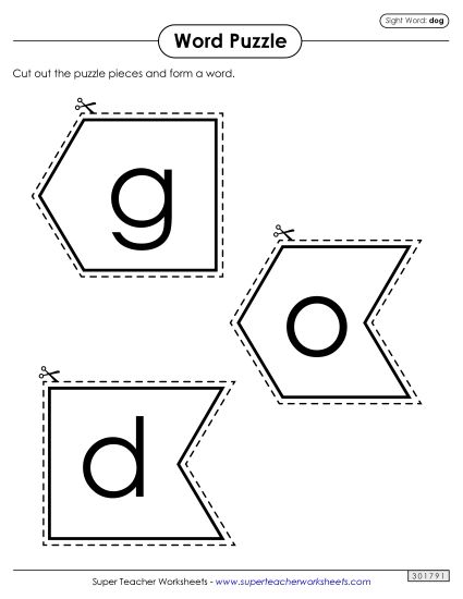 Word Puzzle: Dog (Printable PDF Worksheet)