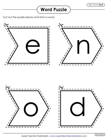 Word Puzzle: Done (Printable PDF Worksheet)