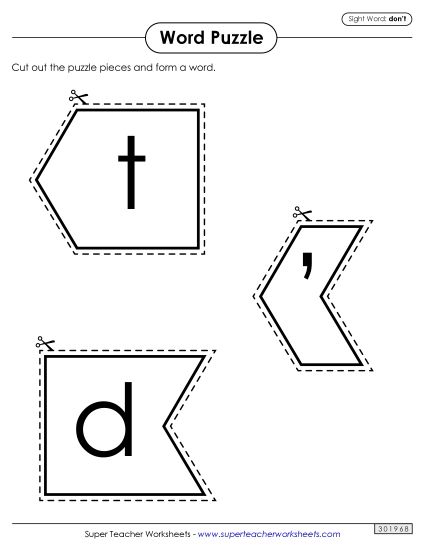 Word Puzzle: Don't (Printable PDF Worksheet)