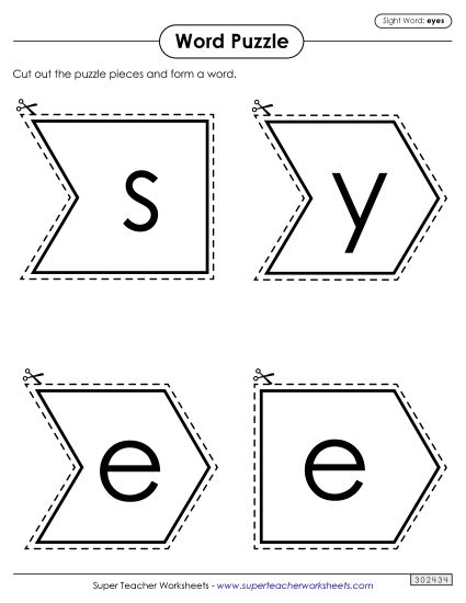 Word Puzzle: Eyes (Printable PDF Worksheet)