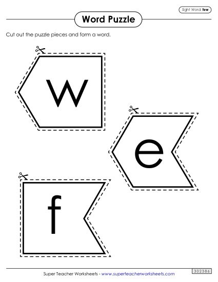 Word Puzzle: Few (Printable PDF Worksheet)