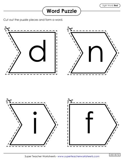 Word Puzzle: Find (Printable PDF Worksheet)