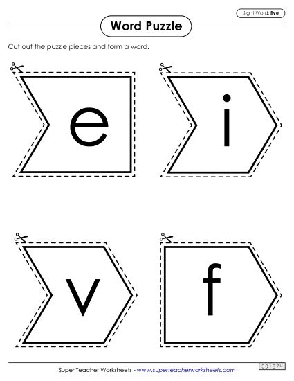 Word Puzzle: Five (Printable PDF Worksheet)