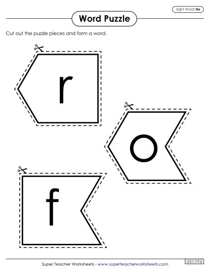 Word Puzzle: For (Printable PDF Worksheet)