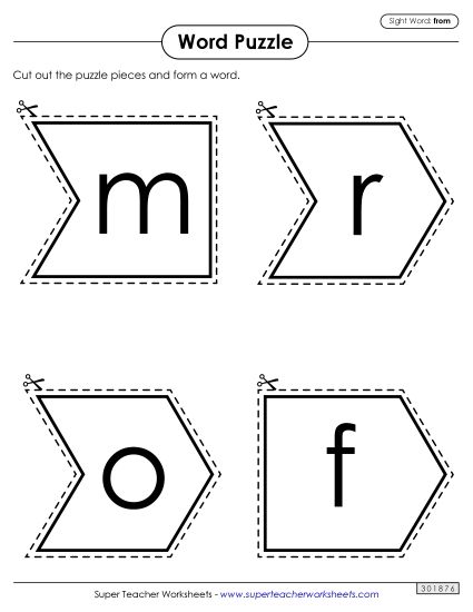 Word Puzzle: From (Printable PDF Worksheet)