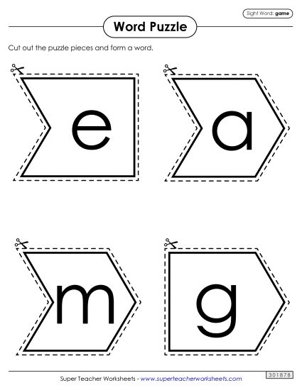 Word Puzzle: Game (Printable PDF Worksheet)