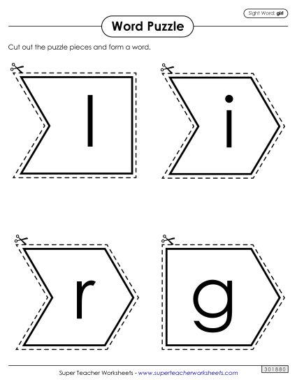 Word Puzzle: Girl (Printable PDF Worksheet)