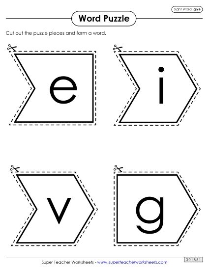 Word Puzzle: Give (Printable PDF Worksheet)