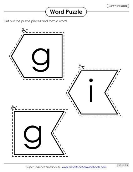 Word Puzzle: Going (Printable PDF Worksheet)