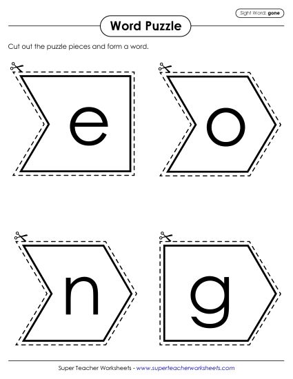 Word Puzzle: Gone (Printable PDF Worksheet)