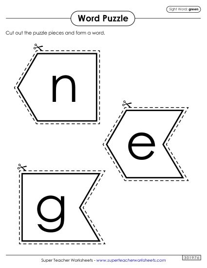 Word Puzzle: Green (Printable PDF Worksheet)