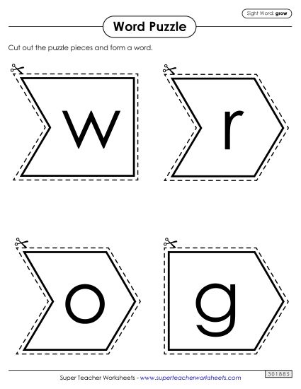 Word Puzzle: Grow (Printable PDF Worksheet)