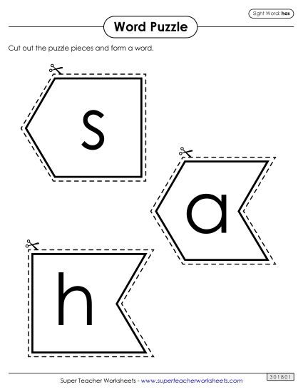 Word Puzzle: Has (Printable PDF Worksheet)